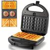 NONE Set 3 in 1 per Panini e Waffle con 3 Piastre Rimovibili Antiaderenti, Tostapane da 750 W Perfetto per Sandwich, Formaggio Grigliato, Bistecca, Nero