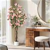 HiMISS Albero di osmanthus artificiale da 120 cm/150 cm/180 cm con vaso, pianta finta con fiori realistici bianchi/rosa/rossi e tronco in legno naturale, albero decorativo da pavimento per interni ed