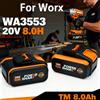Batteria da 8000mAh per utensili elettrici cordless Worx WA3553/WA3551 20V, batterie di ricambio WA3572 WA3553 WX390 WX176 WX178 WU268