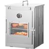 NONE Fornello da Campeggio Pieghevole 12 Cm in Acciaio Inox 430, Fornello Portatile con Griglia a Tre Livelli, Manico e Termometro, Grande Capacità 30L