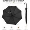 NONE Ombrello nero a manico lungo, elegante e dritto, con ampio taglio, impermeabile per esterni, per adulti, elegante ombrello antivento da passeggio per scrivania, viaggi, uscite quotidiane e altro.