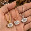 BXINY Collana BXINY con Catena di Perle in Moissanite Taglio Ovale East West 2/3/4CT, Ciondolo Solitario in Argento S925 con Diamante Incastonato, Gioiello Regalo GRA