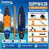funwater Tavola da SUP Gonfiabile Funwater SUPFW43B 350x90x15cm, Capacità 200kg per Adulti, con Pagaia a Doppia Faccia, Sedile SUP, 3 Pinne, Leash di Sicurezza, Borsa Impermeabile 10L, Borsa Impermeabile per