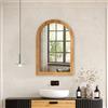 NONE Specchio da Bagno Arcuato 40X60Cm con Cornice in Legno Massello Marrone, Vetro Infrangibile ad Alta Definizione e Impermeabile, Montaggio a Parete