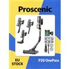 NONE Aspirapolvere Senza Fili Proscenic P20 OnePass, 70000Pa di Potenza di Aspirazione, 70 Minuti di Autonomia, Motore Brushless da 680W, 180° ° Tubo Flessibile, Pulizia a Secco e a Umido con Serbatoio