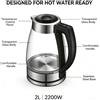 NONE WETECH W6207 Bollitore Elettrico in Vetro Borosilicato da 2L 2200W con Controllo Digitale della Temperatura, Funzione Mantieni Caldo e Spegnimento Automatico, Bollitore per Acqua Calda Domestico AC
