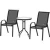 NONE Set da giardino composto da 3 pezzi con 2 sedie da giardino 54x71x93 cm e tavolo basso rotondo Ø 60x71 cm in acciaio nero.