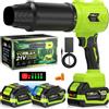 VOERJIA Soffiatore a batteria VOERJIA 21V 600W 30000RPM 60m/s, soffiatore elettrico portatile con 2 batterie da 4000mAh, 3 lunghezze di ugelli per foglie del giardino, asciugatura auto, polvere e neve.