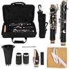Mxzzand Clarinetto Sib, 17 Chiavi ABS per Principianti Nero | Clarinetto Sib 17 tasti ABS per principianti. Materiale durevole, suono stabile. Include custodia, panno, ancia