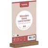 EUROPEL Porta carte in acrilico con base in rovere verticale A4, espositore da tavolo double face, supporto trasparente per menu, listini prezzi, informazioni e poster pubblicitari
