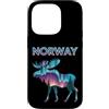 Souvenir Memento Corner Custodia per iPhone 14 Pro Alce Norvegia Aurora Boreale Aurora Boreale