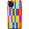 Colorful Retro Striped Checkered Pattern Custodia per iPhone 11 Pro Max Vivaci motivi geometrici retrò