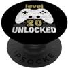 Gaming Birthday Apparel for Gamers Livello 20 Sbloccato 20 ° compleanno Gamer Men PopSockets PopGrip Adesivo