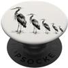 Zen Egret Wildlife Nature Enthusiast Des Sumi-e - Sagoma di uccello airone giapponese con lavaggio a inchiostro PopSockets PopGrip Adesivo