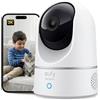 eufy Security Solo IndoorCam E220 (P24) 2K Pan&Tilt - Telecamera di sicurezza domestica Wi-Fi per interni, telecamera plug-in Wi-Fi per esseri umani e animali, compatibilità assistente vocale, visione