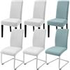 Alishomtll Set di 6 coprisedie in velluto, elasticizzati, rimovibili, per sala da pranzo, cucina, ristorante, hotel, banchetti (4 bianchi + 2 blu)