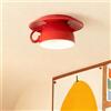 OOWOKS Plafonaio a LED rosso Creativo Lampada da soffitto Ceramica Tazza da caffè Design 3 temperature di colore (3000K/4500K/6000K) Illuminazione da soffitto moderna Lampadario per ristorante Caffè,Rosso