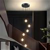 H.W.S LED Lampada a sospensione in vetro e cristallo nera Lampadario decorativo moderno per Villa Scale Soggiorno Sala da pranzo Camera da letto Lampada interna (6 Luci)