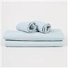 Corredocasa Lenzuola Completo Letto in Percalle, Made in Italy - 100% Cotone Percalle - Set Lenzuolo Sotto con Angoli, Sopra e 2 Federe Eleganti (Cielo, 1 Piazza)
