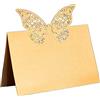 GIVBRO Segnaposto da tavolo a forma di farfalla a tenda vuota, carte con nome per tavolo, per decorazione di feste, forniture per matrimoni, oro, 50 pezzi