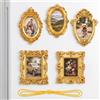 SIMDAO Set di 5 mini cornici magnetiche vintage, colore oro, stile barocco, per frigorifero, in resina goffrata, per decorazioni fai da te, presentazioni fotografiche e decorazioni da tavolo