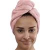 TMEE Asciugamano turbante per capelli ad asciugatura rapida, con bottone, 100% cotone ad alta assorbenza, per asciugare i capelli, 1 pezzo (rosa)