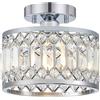Vikaey Plafoniera in Cristallo, Lampadario Cromo con Paralume in Cristallo | Plafoniera con Base E27, Lampada Moderna per Soggiorno Camera da Letto Cucina Corridoio Sala da Pranzo 1-Light