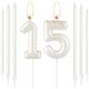 mciskin Candela per il 15° Compleanno in Oro Bianco - Numero 15 per Torta, Decorazione per Ragazzi e Ragazze