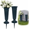 NICOLINI 2 Pz Vasi per Cimitero, Vaso per Tomba con Picchetto 21.2 cm x 10.6 cm | Plastica Vasi da Fiori per Tombe, Verde Scuro Vaso Cimiteriale, Staccabile Vasi per Cimitero, Decorazione per Tomba