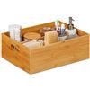 Relaxdays Box in bambù, Portaoggetti, Design Aperto, Versatile, Misure HLP 14x40x30cm, Cassette Bagno e Cucina, Naturale