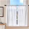 TOPICK Tenda da Cucina Velo Corto Moderno Brise Bise a Righe Bianche 65 x 90 cm (A x L), Tende Brise-Bise Interne Traslucide, Stile Moderno per Sotto Lavello, Armadio, Finestra, Confezione da 2
