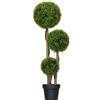 HOMCOM Pianta di Bosso Artificiale a 3 Sfere con Vaso Incluso 110 cm Verde | con Foglie di Bambù, Piante Finte, per Interno ed Esterno, Giardino, Ufficio, Soggiorno