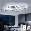 YUNLONG Smart Lampadario Soggiorno Compatibile con Alexa & Google Home, Plafoniera da Soffitto 6 Anelli WiFi, Lampada da Soffitto LED Dimmerabile con Telecomando, per Camera da Letto, Ufficio, Nero