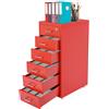 Zoobotanica Cassettiera con 6 cassetti, mobile in metallo, armadietto portadocumenti con serratura con chiavi, per casa e ufficio, 28 x 41 x 69 cm (rosso)