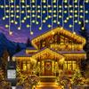 Hoteril 10M Tenda Luminosa Natale, LED Cascata Luci Esterna Interno | Con Timer, Impermeabile, 8 Modalità, per Balcone, Grondaia, Casa, Finestra, Decorazione Natalizia per Esterni e Interni