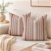Artoid Mode Set da 2 Federe per Cuscini Macramè Caramello 45x45cm | Fodera Decorativa per Cuscino da Divano in Effetto Lino Motivo Spighe di Grano Decorazione