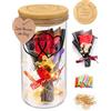 Otufan Lampada a Bottiglia LED Forever & Always - Regalo di Nozze e Compleanno | Bottiglia in vetro con tappo legno, fiori secchi neri, 2m LED a batteria. Kit regalo soldi creativo, salvadanaio e lampada.