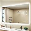STARLEAD Specchio Bagno con Luce 70x120cm, Lente d'ingrandimento 5x | Antiappannamento, Dimmerazione, 3 Colori di Luce, Vetro Temperato, Illuminazione Frontale e Retroilluminazione, IP44, CRI>90