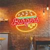 Xusdamyj Burger - Targa al neon a LED dimmerabile | Targa luminosa decorativa da parete per casa, fast food, caffetteria, ristorante, bar