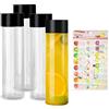 LSYYSL Bottiglie di plastica cilindriche trasparenti da 500 ml, decalcomania della frutta, shaker riutilizzabile, ideale per tè, succhi e bevande fredde
