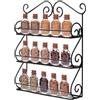 LEUTED Scaffale portaspezie da cucina, in metallo con 3 ripiani, organizzatore per spezie, da parete, da cucina, salvaspazio, da parete, per armadio, bagno (nero)
