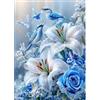 MAXBYE 5D Uccelli Diamond Painting Art Kits Adulti, DlY Fiori con Neve Round Full Drill Diamond Art Kits Punto Croce Gemme Semplici Set per Principianti, Cristallo Artigianato Home Wall Decor 30x40cm