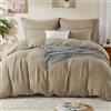 EMME Biancheria da letto in mussola, 100% cotone, 155 x 220 cm, con chiusura lampo, set da 1 copripiumino con 1 federa da 80 x 80 cm, in mussola, Oeko-Tex X, colore kaki scuro