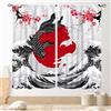 TKUYO Tende giapponesi, stile asiatico con anime giapponese, pesci koi yin yang in bianco e nero, fiori di ciliegio, grande onda orientale, tende per finestre per camera da letto, soggiorno, cucina