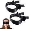 ILLUVA 2 Pezzi Maschera di Sonno in Raso Copri Occhi Mascherina per Occhi per Donna e Uomo, Benda Occhi per Viaggio e Dormire - Nero