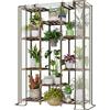 Bamworld Serra da Interno ed Esterno, Serra Alta in Legno per Piante Multiple, 10 Livelli Porta Piante Grande per 11 Vasi, Serra Calda per Angolo Stanza Balcone Giardino Patio