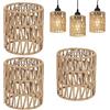 GORPENT 3 paralumi in rattan bohémien, paralumi di ricambio in vimini (altezza 15 cm), per lampada a sospensione, lampada da tavolo, lampada da terra, lampada a sospensione e plafoniera, accessori boho