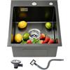 SukrHdoe Lavello da incasso in acciaio inox 304, lavello singolo da lavoro, per camper, roulotte, camper, lavello da appoggio, 35 x 40 cm, colore nero