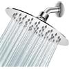 PISTISJACK Soffione Doccia Rotondo 20cm/8 Pollici a Pioggia,Soffione Rotondo a Cascata, Soffione Doccia a Pioggia, Regolabile a 360°, Filettatura Universale G1/2, Cromato con Barra di Montaggio