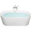 Beliani Vasca da Bagno Idromassaggio Ovale in Acrilico Bianco 170 x 80 cm